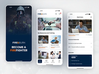 eLearning Mobile App book app branding course design e education elearning mobile app figma design fire fighter mobile app online app onlinecourse training ui ui design uiux