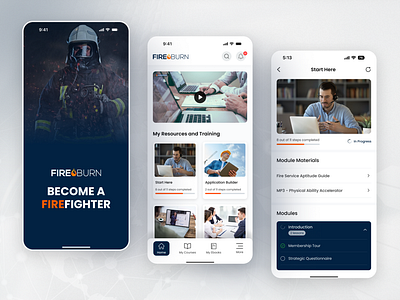 eLearning Mobile App book app branding course design e education elearning mobile app figma design fire fighter mobile app online app onlinecourse training ui ui design uiux