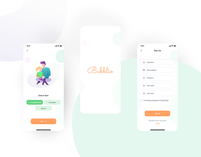 Bubblio- Surrogacy App app bubblio surrogacy app figma mobile app mobile design