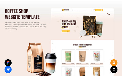 CAFECUPS - Food & Drink Website Template animation bakery website branding cafe cafes coffee shops coffee food drink modern design restaurants ui website