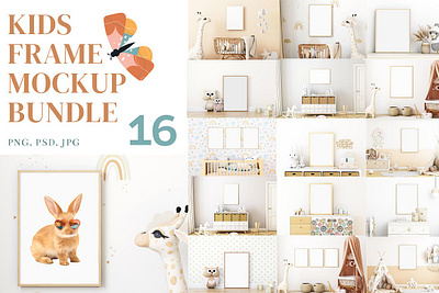 Frame Mockup Kids Bundle Boho - 57 art baby board board brand bundle canvas child collection concept cozy creative decoration interior mockup mockup bundle mockup wallpaper presentation print mockup room mockup