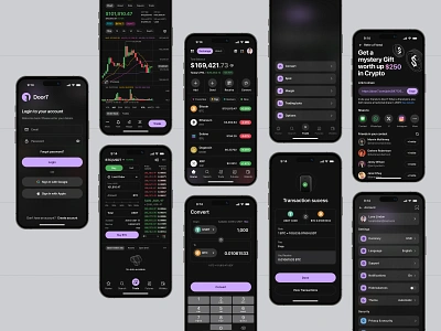 Door7 Crypto & Web3 Mobile App app apps branding chart crypto figma home illustration interaction mobile app navigation nazmi javier product design referral search settings shot sucess page unspace web3