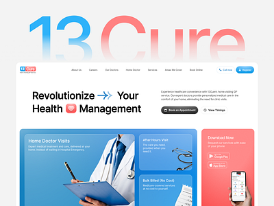 13Cure Case Study branding design doctor e health figma healthcare hospital ui ux web design website