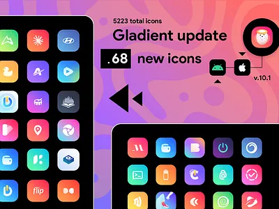 Gladient Glyphs iOS Android android apple design download gladient glyph google iconpack icons ios ip logo play squares store