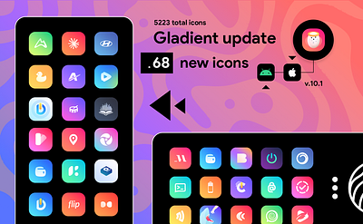 Gladient Glyphs iOS Android android apple design download gladient glyph google iconpack icons ios ip logo play squares store