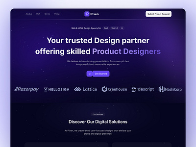 Pixen - Digital Agency Landing Page agency website ai design digital agency digital agency ui ui ui design uikit uiux web design web ui