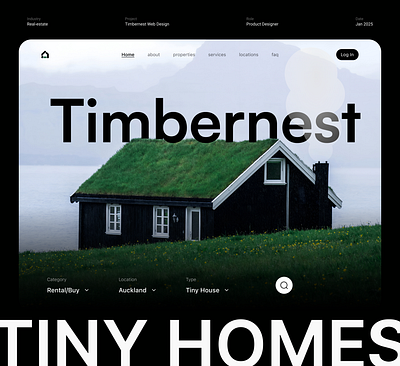 Real estate website for tinyhouses - Timbernest branding case study house booking website landing page minimal website mockup modern website real estate real estate case study timbernest tiny house ui ux design ux case study visual design web design web ui website case study