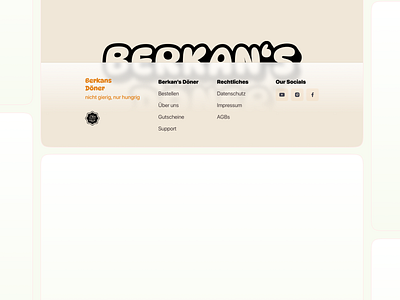 Footer Modern (Berkan's Doner) app doner figma food footer halal items landing logo minimal mobile modern new recomend store trend ui ux web website