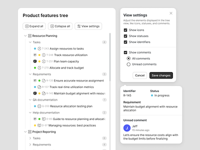 Customizable data tree with contextual insights contextual tooltips data tree navigation product structure tree view ui ux view settings web