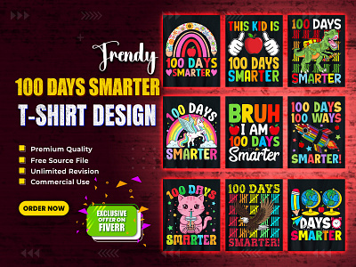 Trendy 100 Days Smarter T-Shirt Design