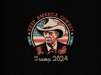 KEEP AMERICA COWBOY america apparel art cowboy donald trump graphic design illustration illustrator political potrait president trump tshirt design usa