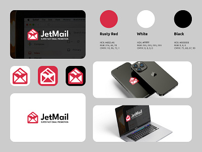 JetMail Logo branding business email logo logos mockup modern simple