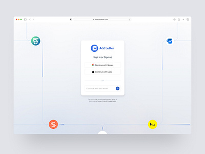 Login Page for Add Letter Web App branding login page login screen login web masking material design signup page ui web app web design