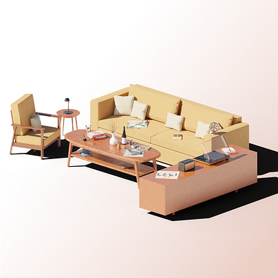 Furniture 3D Illustration - 2 3d 3d icon 3d illustration app branding design figma illustration isomeric landing page room ui