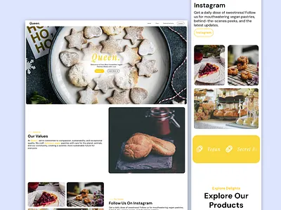 Queen - Vegan Bakery Design Concept ui ux website design