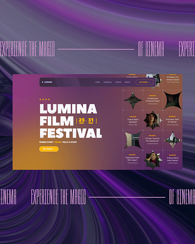 Lumina Film Festival animation art design festival film landing page motion graphics movie ui ui design visual design web page website