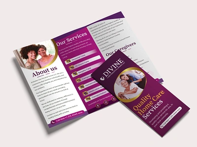 Quality Home Care Services Trifold brochure aged care brochure catalog homecare medical personal care printing design