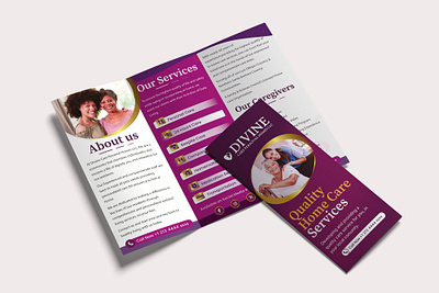 Quality Home Care Services Trifold brochure aged care brochure catalog homecare medical personal care printing design