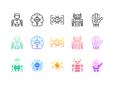 Artificial Intelligence Icons ai artificial intelligence branding design graphic design icon icon design icon pack icon set icons illustration logo ui