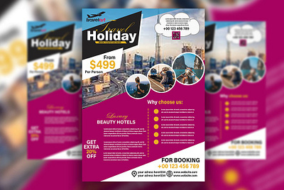 Travel Holidays flyer design graphic design holiday mockup travel design