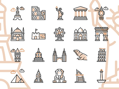 Landmark Icons branding design graphic design icon icon design icon pack icon set icons illustration landmark landmark icon logo ui