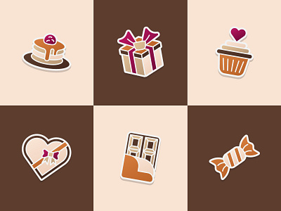 Gift & Chocolate Icons branding chocolate design gift graphic design icon icon design icon pack icons illustration logo ui