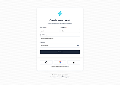 Daily UI Challenge #001: Sign Up create account daily ui form get started login onboarding register sign up