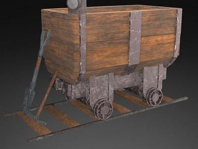 Mine Cart and Tools 3d 3d model blender environment game art prop substance painter world building