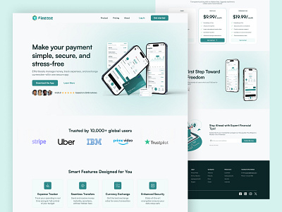 FinEase - Finance Landing page app design banking app design finance finance app finance landing page fintech app homepage landing page product design ui user interface ux web design