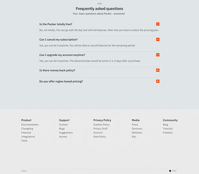 Faq & Footer design faq footer gray landing page ui ui design web