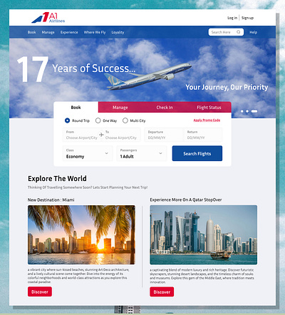 A1 Airlines - Airlines Website Landing Page Design idea airplane app design branding design figma figma design fintech illustration landing landing page design logo saas trending ui ui design ui ux design webpage webpage design website website design