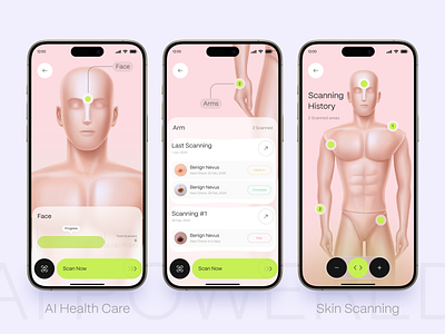 AI Healthcare Skin Scanning ai ai app ai application app design agency artificial intelligence beauty app biometrics dashboard design health healthcare app homieslab mobile monitoring saas scan skin care tracking ui uiux