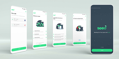 Seed App Login Process app branding design financial app fintech graphic design illustration mobile application seed app login process ui uiux ux vector