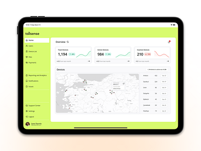 Tailsense - Dashboard home page component crm crm dashboard dashboard design figma home homepage login page map maps sales dashboard sidebar ui ui design ux web web dashboard web design website