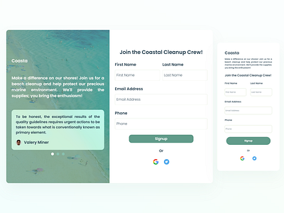 Beach Cleanup: Volunteer Signup Form app dailyui design eventdesign formdesign graphic design interactiondesign ui uidesign ux uxdesign volunteer web webdesign