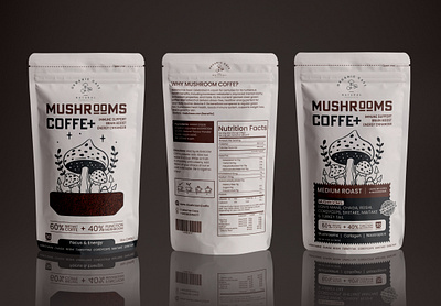 MUSHROOM COFFE POUCH DESIGN branding coffe coffe label design coffe pouch label design mushroom mushroom label mushroom label design mushroom pouch packaging packaging label design poich design pouch