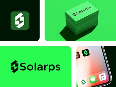 Solarps - S Bolt - Eco Energy - Solar Panel Logo bettery branding design electricity energy icon identity logo logo design logodesign logos logotype power solar renewable s s bolt s letter s monogram solar solar panel