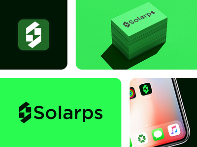 Solarps - S Bolt - Eco Energy - Solar Panel Logo bettery branding design electricity energy icon identity logo logo design logodesign logos logotype power solar renewable s s bolt s letter s monogram solar solar panel