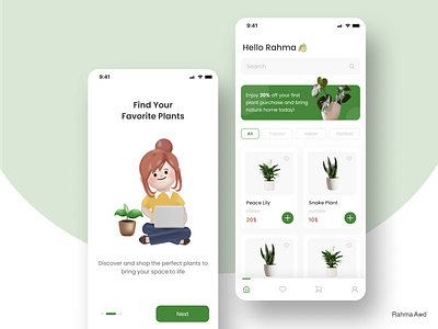 Plants shop - mobile app design ui