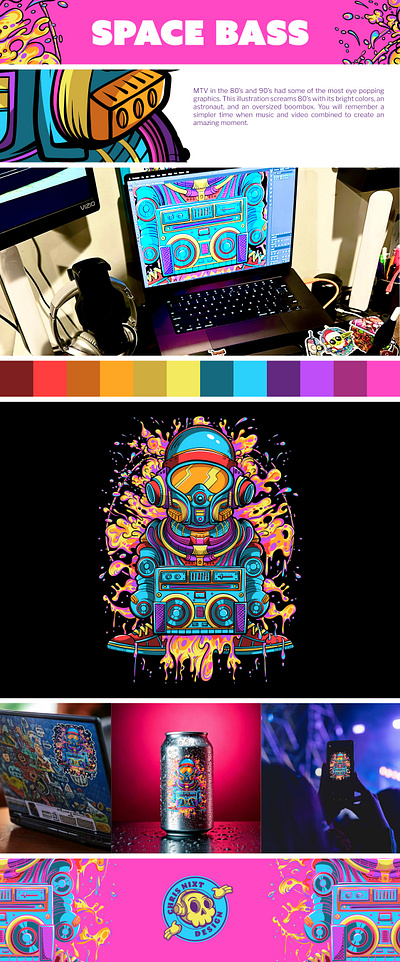 Space Bass advertising art astronaut beer beer label brand identity branding colorful creative drawing graphic design illustration iowa logo midwest music psychedelic social media space vector