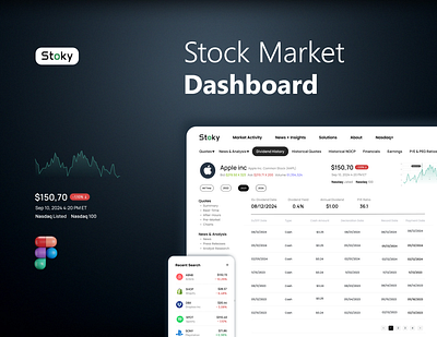 Stoky - Stock Market Investment animation app branding logo ui ux webdesign website design