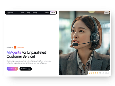 Zustomer ai landing page website design