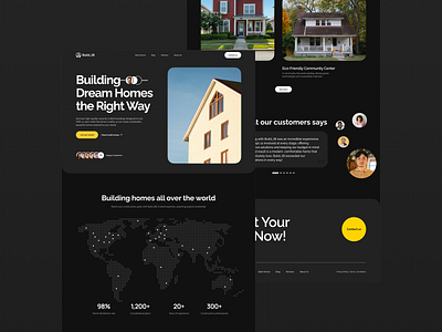 Modern Construction Landing Page construction company construction landing dark theme dark ui landing landing page landing page design product design ui user experience user interface ux web web design