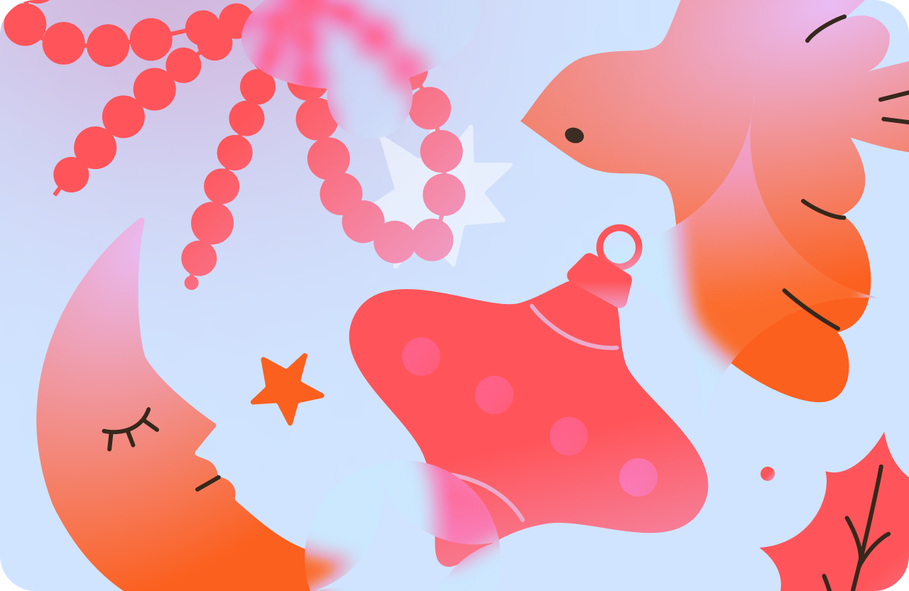 New Year Post Cards birds christmas figma graphic design illustration moon new year toys