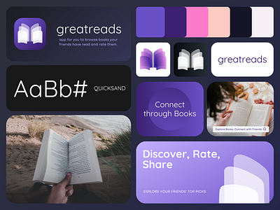 Greatreads - A book recommendation app Branding app app icon branding logo purple styling visual identity