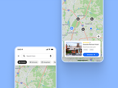 Navigation App design interaction design map design mobile navigation app ui ux uxui