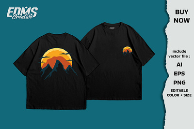 Sunset & Mountain Retro Design adobe illustrator apparel artwork clothing design drawing holiday merchandise design poster design retro design sticker design streetwear tshirt design summer sunrise sunset tshirt design tshirt logo vector vintage design