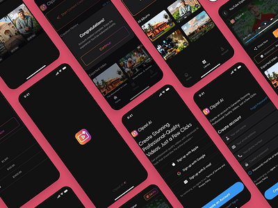 Clipzel AI- AI Based Content Creation App after effects ai app design artificial intelligence case study content creation mobile app uiux user interface video editing