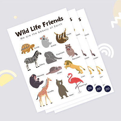 Wild Life Friends Posters animal animalillustration animation branding children education educationaldesign educationillustration graphic design illustration kid posterdesign