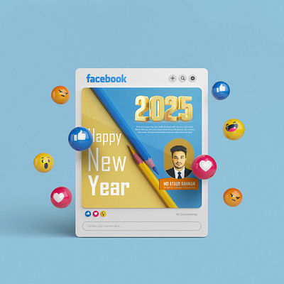 Happy New Year 2025 Social Media Design graphic design happynew happynewyear new social media design year